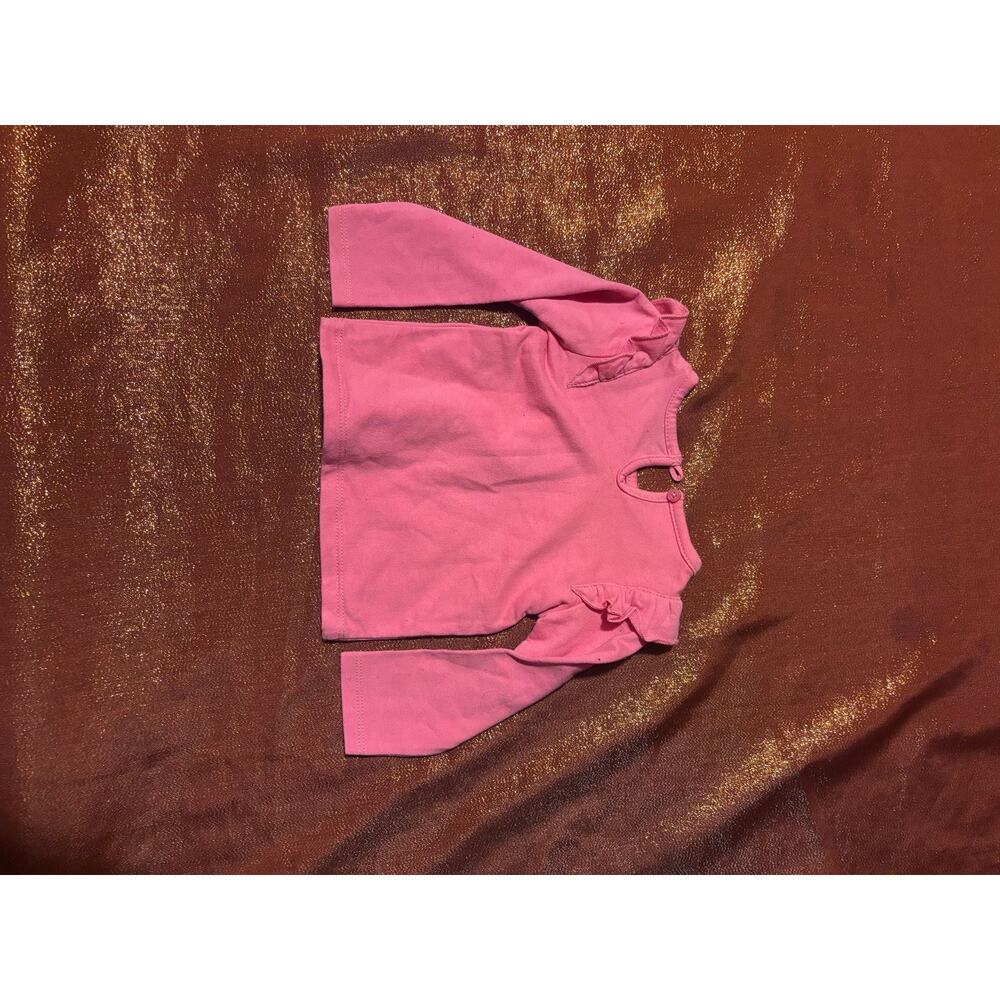 Little Wonders Shirt Girls 6-9M Pink Long Sleeve Ruffle Shoulder Cotton Blend